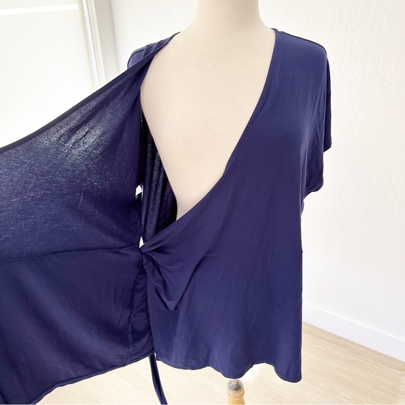 Universal Standard True Blue Navy Fine Jersey Wrap Top | Small 14-16 - Picture 12 of 16
